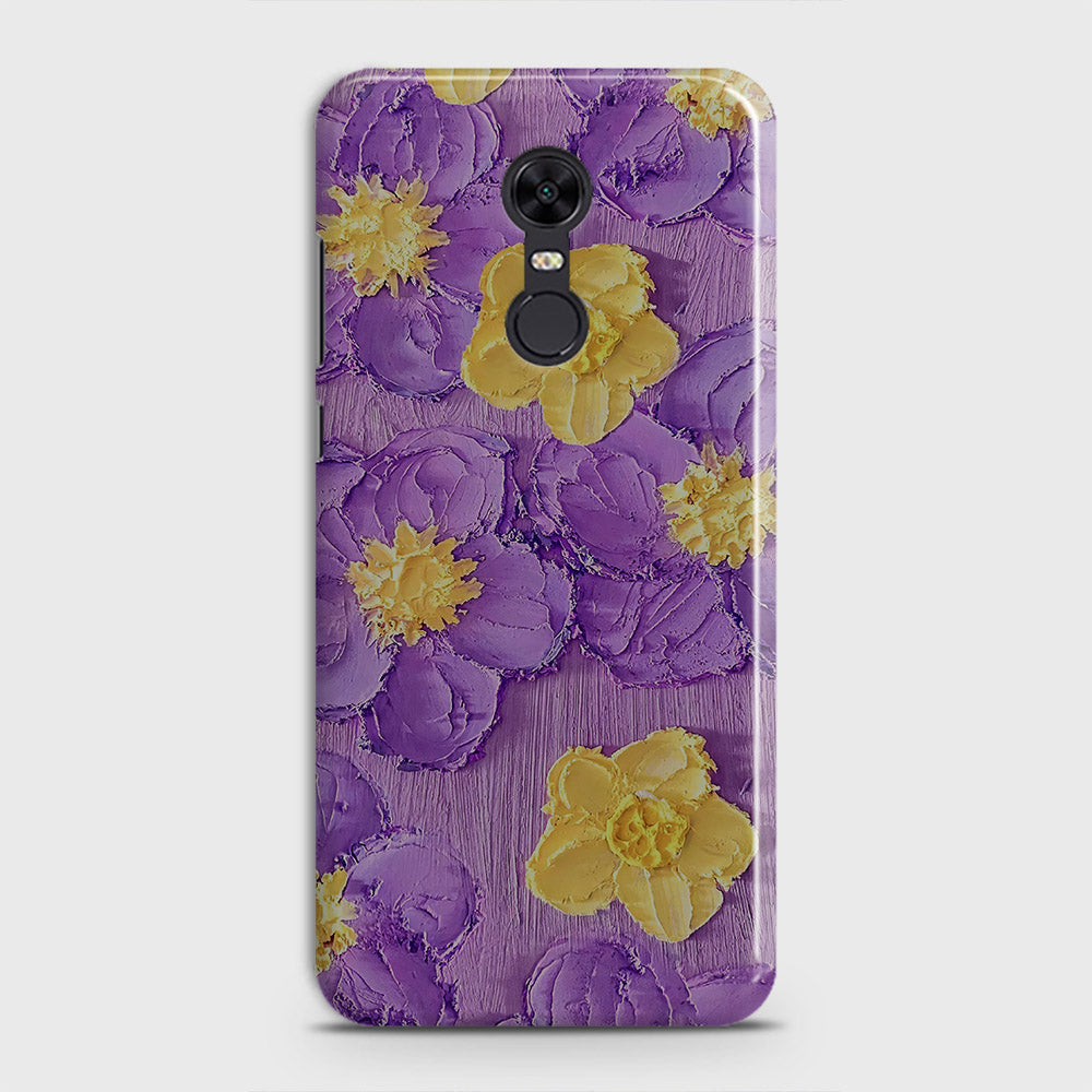 Redmi 5 Plus  Cover - Floral Series - Design 8 - Purple & Yellow - Matte Finish - Snap On Hard Case with LifeTime Colors Guarantee