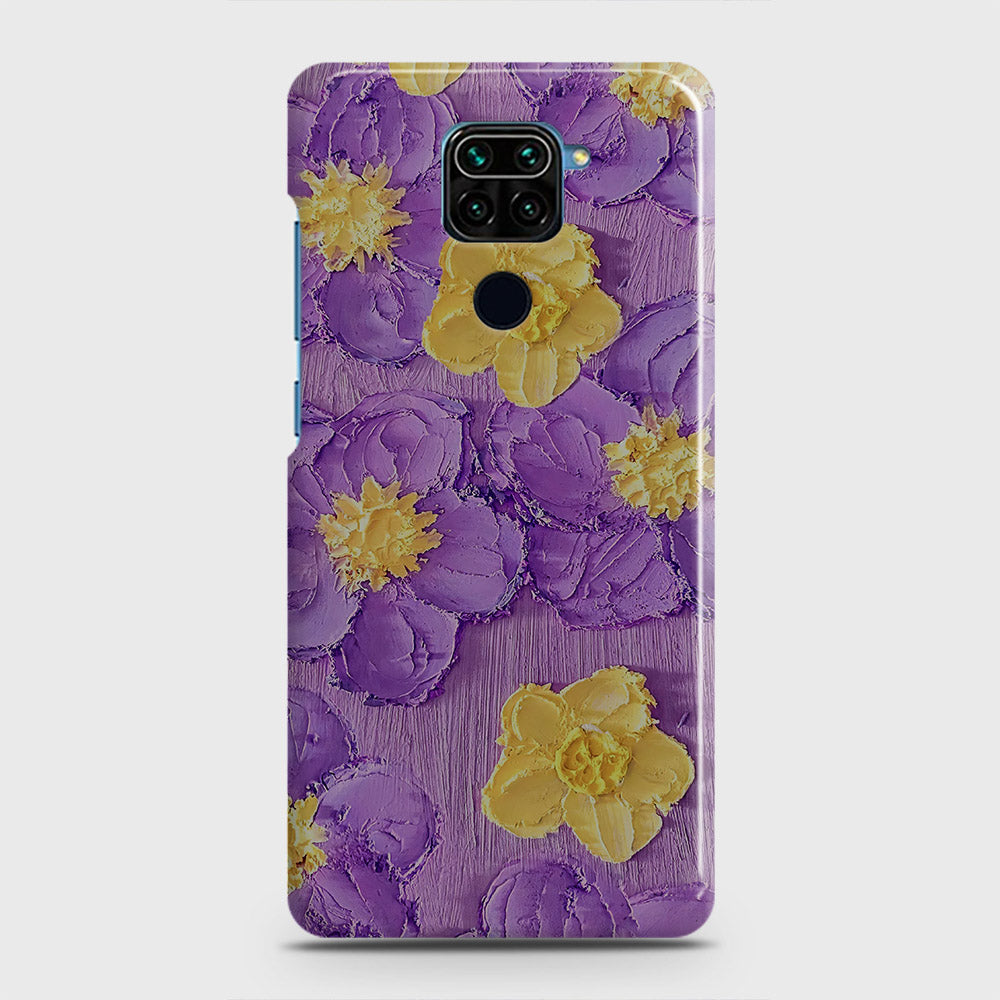 Xiaomi Redmi 10X 4G Cover - Floral Series - Design 8 - Purple & Yellow - Matte Finish - Snap On Hard Case with LifeTime Colors Guarantee