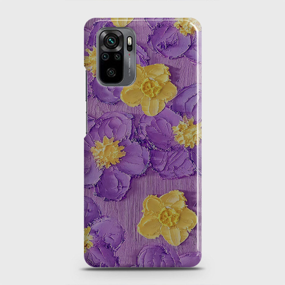 Xiaomi Redmi Note 10 4G Cover - Floral Series - Design 8 - Purple & Yellow - Matte Finish - Snap On Hard Case with LifeTime Colors Guarantee