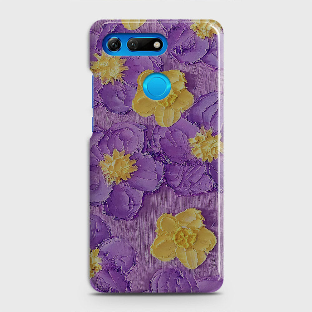 Huawei Honor View 20 Cover - Floral Series - Design 8 - Purple & Yellow - Matte Finish - Snap On Hard Case with LifeTime Colors Guarantee