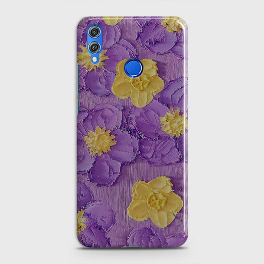 Huawei Honor 8X Cover - Floral Series - Design 8 - Purple & Yellow - Matte Finish - Snap On Hard Case with LifeTime Colors Guarantee