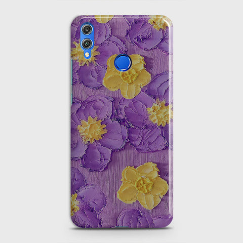 Huawei Honor Play Cover - Floral Series - Design 8 - Purple & Yellow - Matte Finish - Snap On Hard Case with LifeTime Colors Guarantee