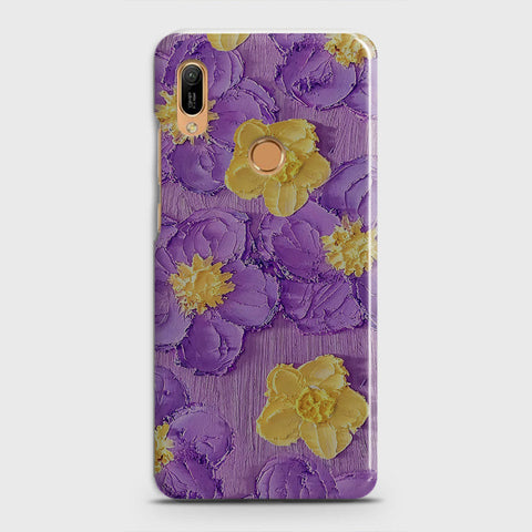 Huawei Y6 Prime 2019 Cover - Floral Series - Design 8 - Purple & Yellow - Matte Finish - Snap On Hard Case with LifeTime Colors Guarantee