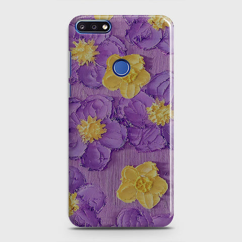 Huawei Honor 7C Cover - Floral Series - Design 8 - Purple & Yellow - Matte Finish - Snap On Hard Case with LifeTime Colors Guarantee