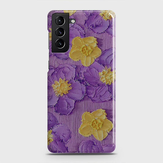 Samsung Galaxy S21 Plus 5G Cover - Floral Series - Design 8 - Purple & Yellow - Matte Finish - Snap On Hard Case with LifeTime Colors Guarantee