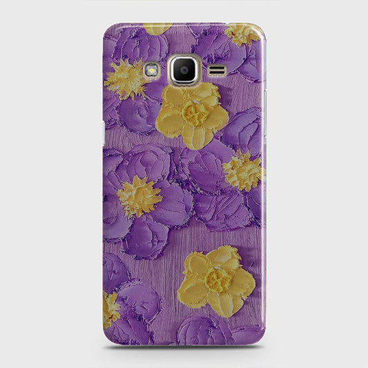 Samsung Galaxy J7 Core Cover - Floral Series - Design 8 - Purple & Yellow - Matte Finish - Snap On Hard Case with LifeTime Colors Guarantee