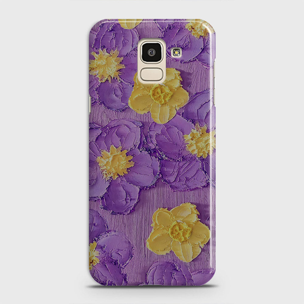 Samsung Galaxy J6 2018 Cover - Floral Series - Design 8 - Purple & Yellow - Matte Finish - Snap On Hard Case with LifeTime Colors Guarantee