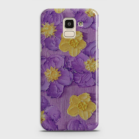 Samsung Galaxy J6 2018 Cover - Floral Series - Design 8 - Purple & Yellow - Matte Finish - Snap On Hard Case with LifeTime Colors Guarantee