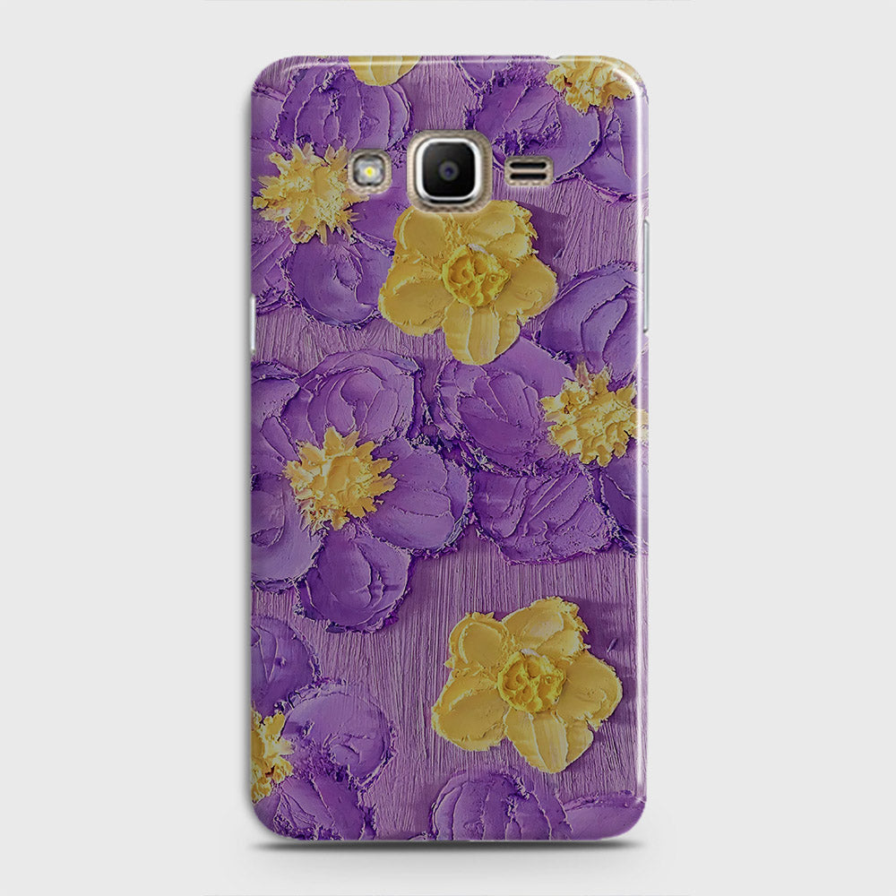 Samsung Galaxy J7 2015 Cover - Floral Series - Design 8 - Purple & Yellow - Matte Finish - Snap On Hard Case with LifeTime Colors Guarantee
