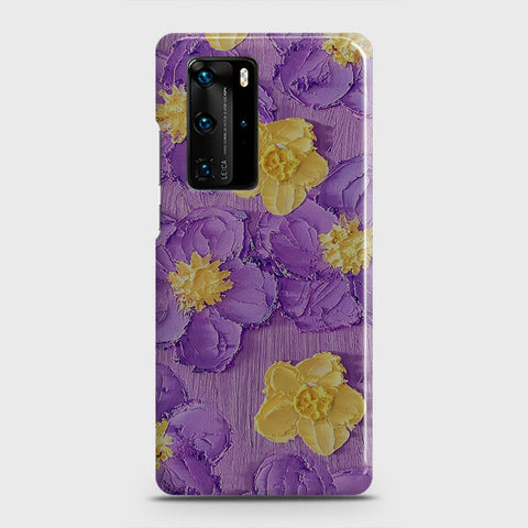 Huawei P40 Pro Cover - Floral Series - Design 8 - Purple & Yellow - Matte Finish - Snap On Hard Case with LifeTime Colors Guarantee