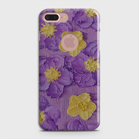 iPhone 8 / 7 Logo Cover - Floral Series - Design 8 - Purple & Yellow - Matte Finish - Snap On Hard Case with LifeTime Colors Guarantee