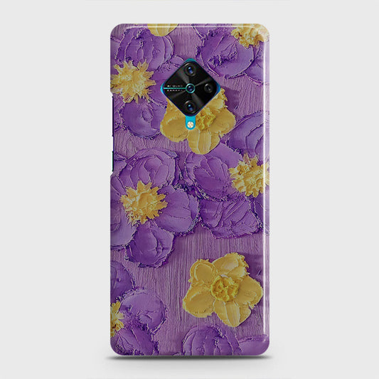 Vivo S1 Pro  Cover - Floral Series - Design 8 - Purple & Yellow - Matte Finish - Snap On Hard Case with LifeTime Colors Guarantee