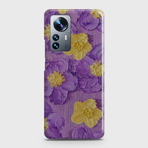 Xiaomi 12 Cover - Floral Series - Design 8 - Purple & Yellow - Matte Finish - Snap On Hard Case with LifeTime Colors Guarantee