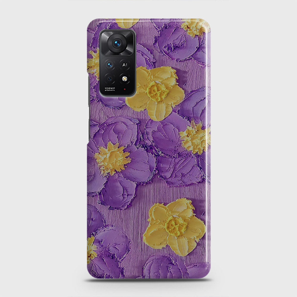 Xiaomi Redmi Note 11S Cover - Floral Series - Design 8 - Purple & Yellow - Matte Finish - Snap On Hard Case with LifeTime Colors Guarantee