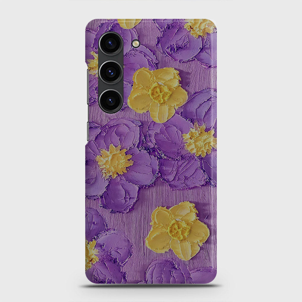 Samsung Galaxy S23 Cover - Floral Series - Design 8 - Purple & Yellow - Matte Finish - Snap On Hard Case with LifeTime Colors Guarantee