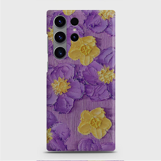 Samsung Galaxy S23 Ultra Cover - Floral Series - Design 8 - Purple & Yellow - Matte Finish - Snap On Hard Case with LifeTime Colors Guarantee (Fast Delivery)