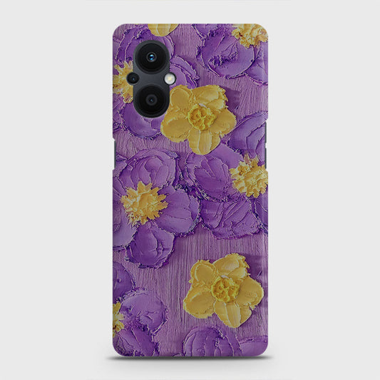 Oppo F21 Pro 5G Cover - Floral Series - Design 8 - Purple & Yellow - Matte Finish - Snap On Hard Case with LifeTime Colors Guarantee