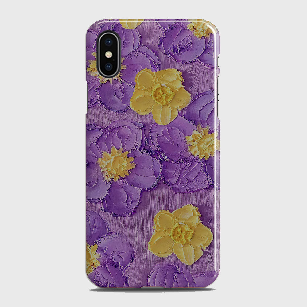 iPhone X Cover - Floral Series - Design 8 - Purple & Yellow - Matte Finish - Snap On Hard Case with LifeTime Colors Guarantee