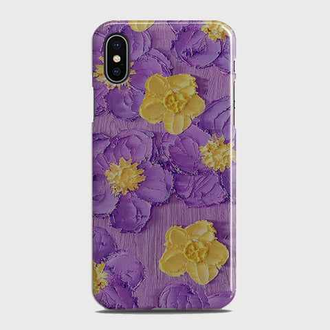 iPhone X Cover - Floral Series - Design 8 - Purple & Yellow - Matte Finish - Snap On Hard Case with LifeTime Colors Guarantee