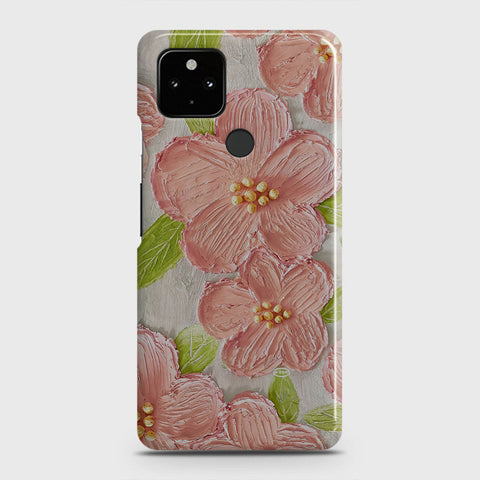 Google Pixel 5 Cover - Floral Series - Design 9 - Pink & Green - Matte Finish - Snap On Hard Case with LifeTime Colors Guarantee