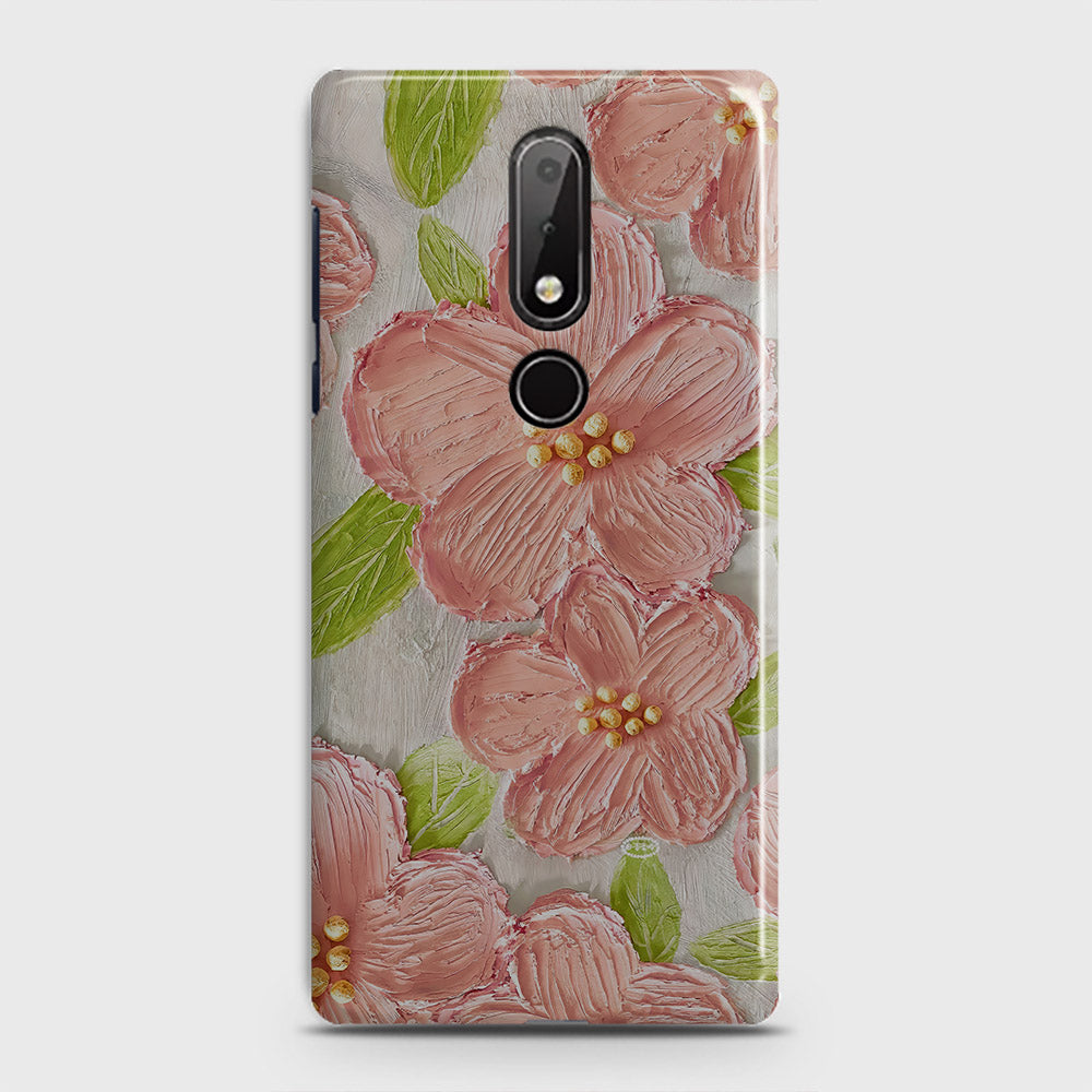 Nokia 6.1 Plus Cover - Floral Series - Design 9 - Pink & Green - Matte Finish - Snap On Hard Case with LifeTime Colors Guarantee