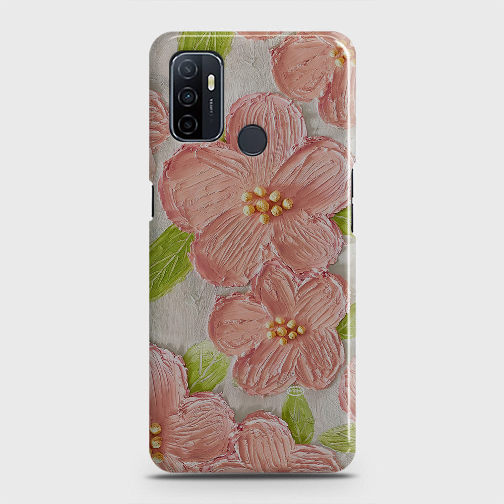 Oppo A53 Cover - Floral Series - Design 9 - Pink & Green - Matte Finish - Snap On Hard Case with LifeTime Colors Guarantee
