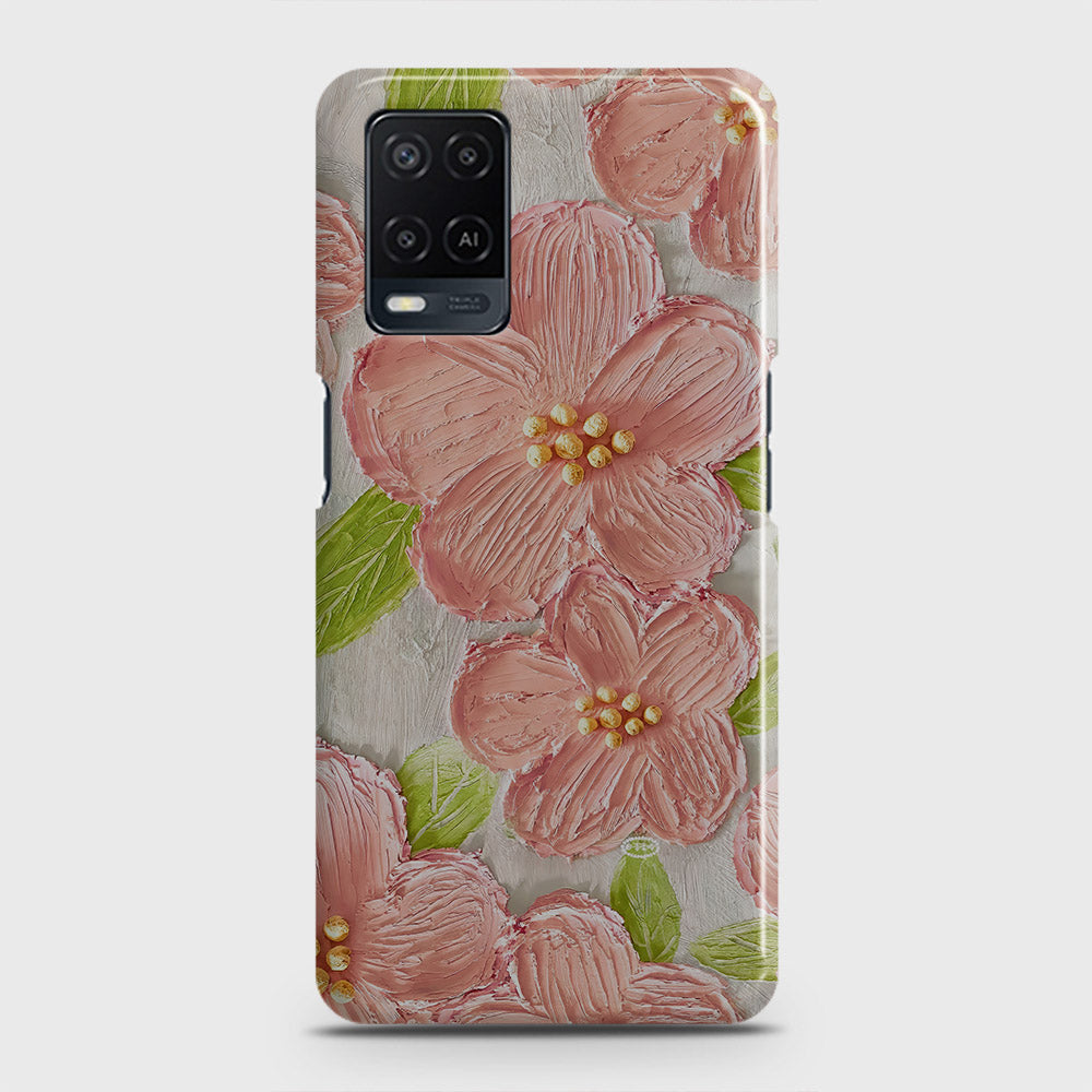 Oppo A54  Cover - Floral Series - Design 9 - Pink & Green - Matte Finish - Snap On Hard Case with LifeTime Colors Guarantee