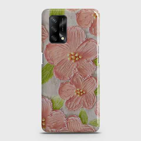 Oppo F19 Cover - Floral Series - Design 9 - Pink & Green - Matte Finish - Snap On Hard Case with LifeTime Colors Guarantee