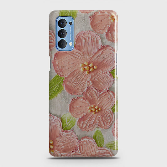 Oppo Reno 4 4G Cover - Floral Series - Design 9 - Pink & Green - Matte Finish - Snap On Hard Case with LifeTime Colors Guarantee