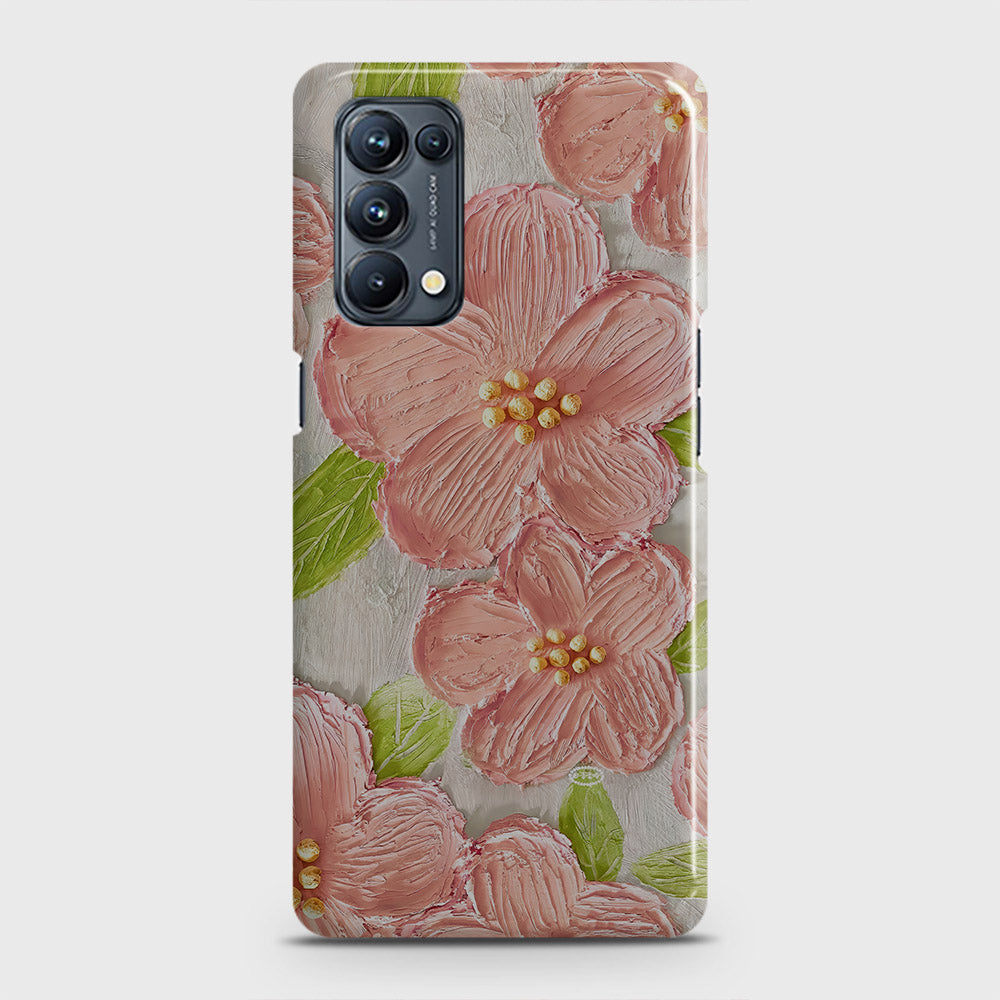 Oppo Reno 5 4G Cover - Floral Series - Design 9 - Pink & Green - Matte Finish - Snap On Hard Case with LifeTime Colors Guarantee