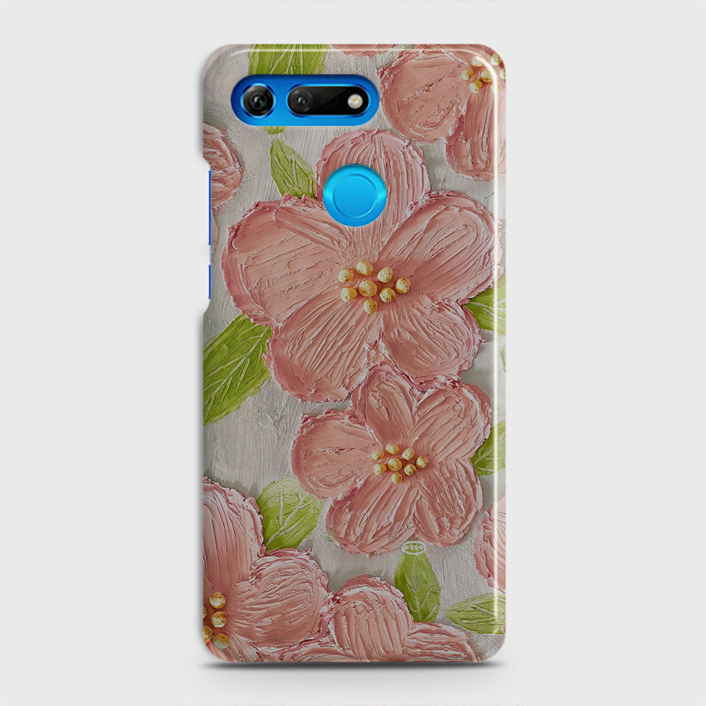 Huawei Honor View 20 Cover - Floral Series - Design 9 - Pink & Green - Matte Finish - Snap On Hard Case with LifeTime Colors Guarantee