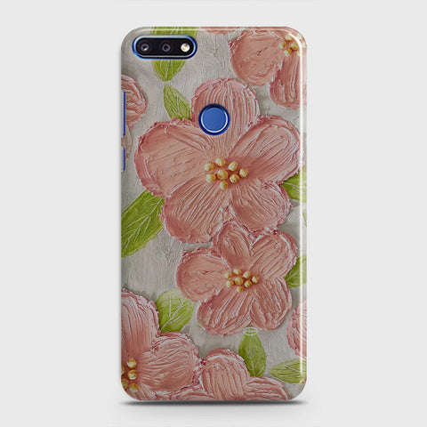 Honor 7A Cover - Floral Series - Design 9 - Pink & Green - Matte Finish - Snap On Hard Case with LifeTime Colors Guarantee
