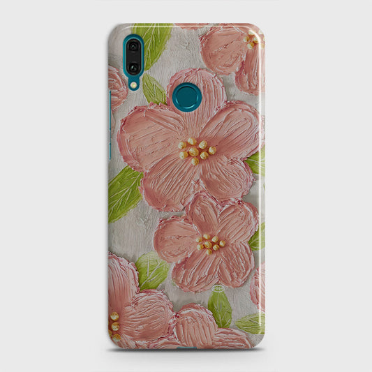 Huawei Y7 2019 Cover - Floral Series - Design 9 - Pink & Green - Matte Finish - Snap On Hard Case with LifeTime Colors Guarantee