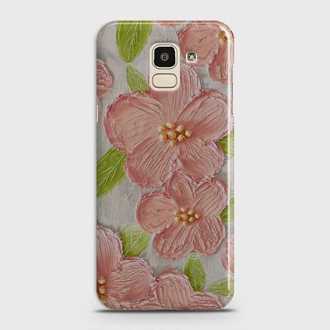 Samsung Galaxy J6 2018 Cover - Floral Series - Design 9 - Pink & Green - Matte Finish - Snap On Hard Case with LifeTime Colors Guarantee
