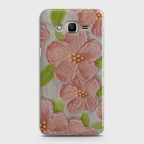 Samsung Galaxy J7 2015 Cover - Floral Series - Design 9 - Pink & Green - Matte Finish - Snap On Hard Case with LifeTime Colors Guarantee
