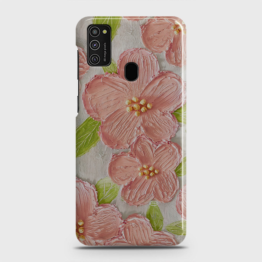 Samsung Galaxy M21 Cover - Floral Series - Design 9 - Pink & Green - Matte Finish - Snap On Hard Case with LifeTime Colors Guarantee
