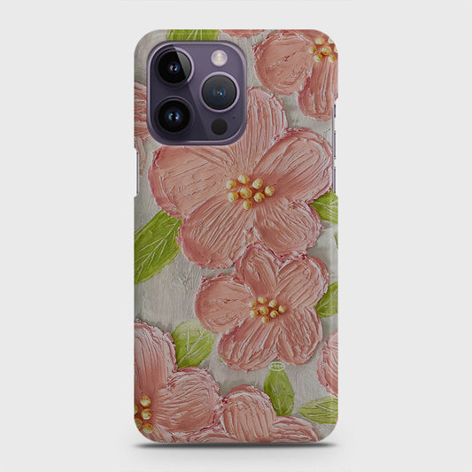 iPhone 14 Pro Cover - Floral Series - Design 9 - Pink & Green - Matte Finish - Snap On Hard Case with LifeTime Colors Guarantee