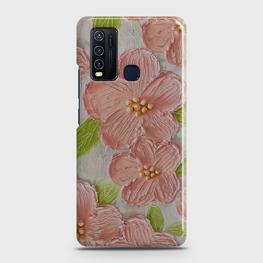 Vivo Y30  Cover - Floral Series - Design 9 - Pink & Green - Matte Finish - Snap On Hard Case with LifeTime Colors Guarantee
