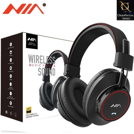 NIA S3000 OVER EAR MUSIC HEADSET WIRELESS BLUETOOTH HEADPHONES - Black