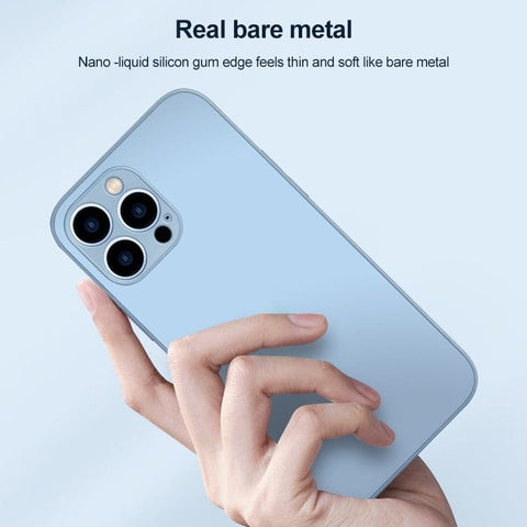 iPhone 13 Pro Max  Cover - Sierra Blue - AG Frosted Glass Soft Silicone Border MagSafe Case With Camera Lense Protection ( Magsafe Notification Enabled )