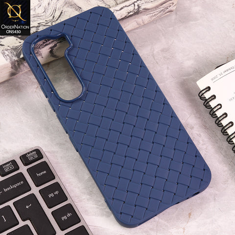 Infinix Hot 60 Pro Cover - Blue - New Woven Design Leather Feel Soft TPU Case