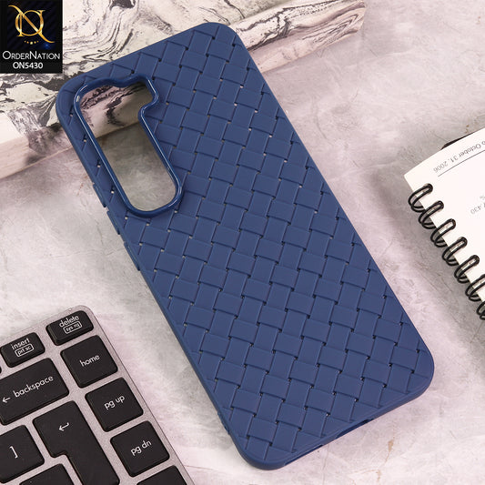 Infinix Hot 60 Pro Plus Cover - Blue - New Woven Design Leather Feel Soft TPU Case