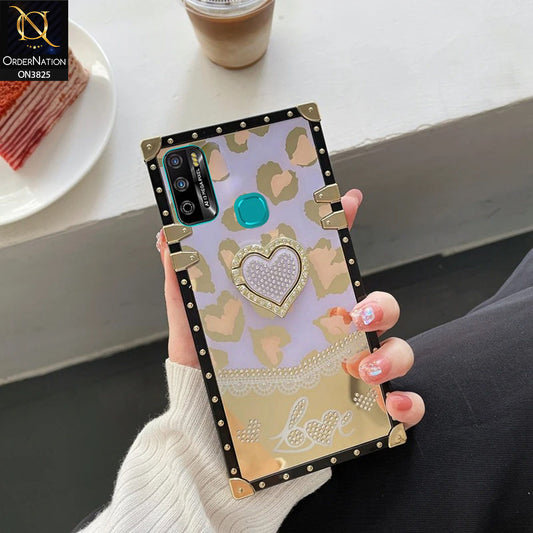 Infinix Hot 9 Play Cover - Design3 - Heart Bling Diamond Glitter Soft TPU Trunk Case With Ring Holder