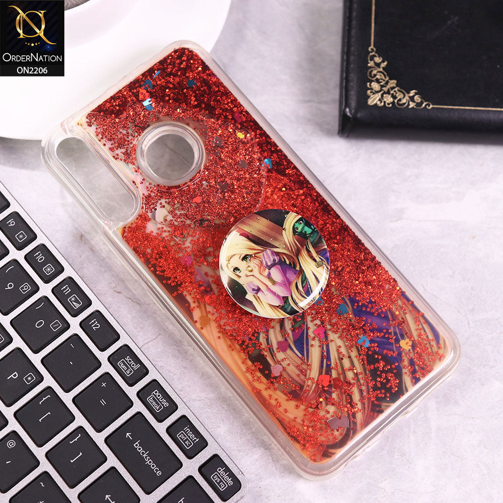 Infinix Hot 8 Lite Cover - Design 9 - New Elegant Liquid Glitter Soft Borders Case With  Holder
