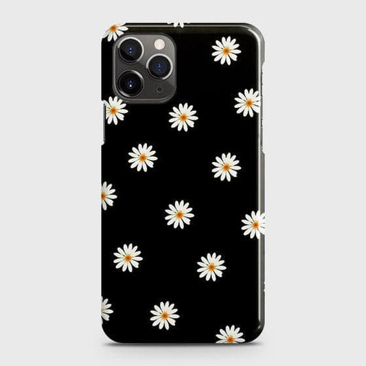 iPhone 11 Pro Max Cover - Matte Finish - White Bloom Flowers with Black Background Printed Hard Case with Life Time Colors Guarantee (Fast Delivery)