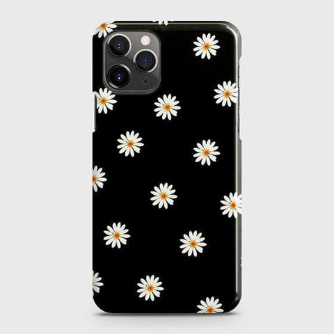 iPhone 11 Pro Max Cover - Matte Finish - White Bloom Flowers with Black Background Printed Hard Case with Life Time Colors Guarantee (Fast Delivery)