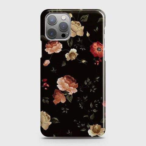 iPhone 12 Cover - Matte Finish - Dark Rose Vintage Flowers Printed Hard Case with Life Time Colors Guarantee (Fast Deslivery)