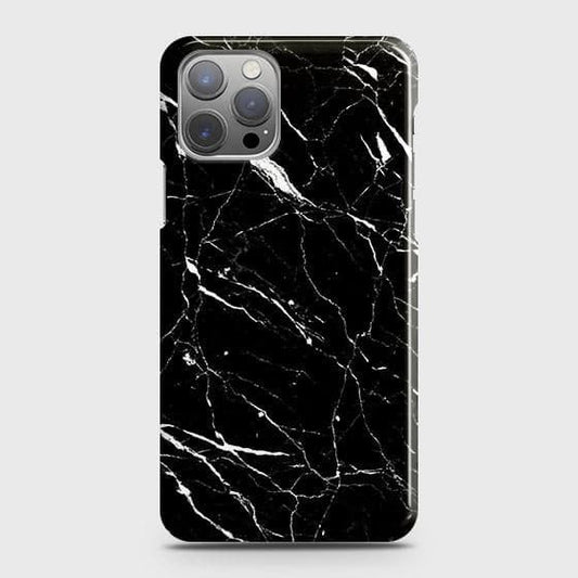 iPhone 12 Pro Max Cover - Trendy Black Marble Printed Hard Case with Life Time Colors Guarantee ( Fast Delivery )