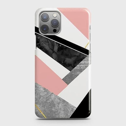 iPhone 12 Pro Max Cover - Matte Finish - Geometric Luxe Marble Trendy Printed Hard Case with Life Time Colors Guarantee ( Fast Delivery )