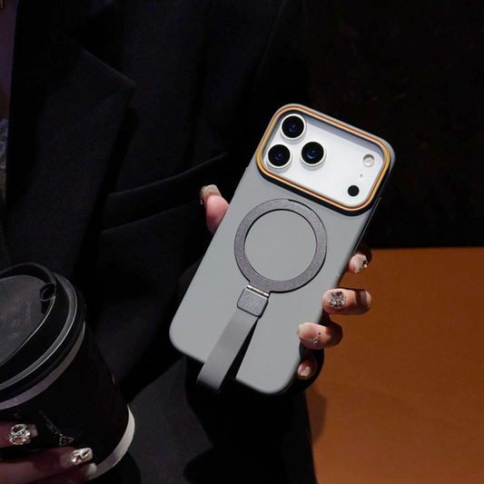 iPhone 17 Pro  Cover - Blue -  Trendy Magsafe Magnetic Kickstand Holder With Silicon Grip Protective Hard Shell Case